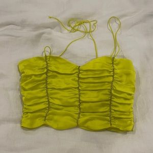 For love and lemons green silk crop top